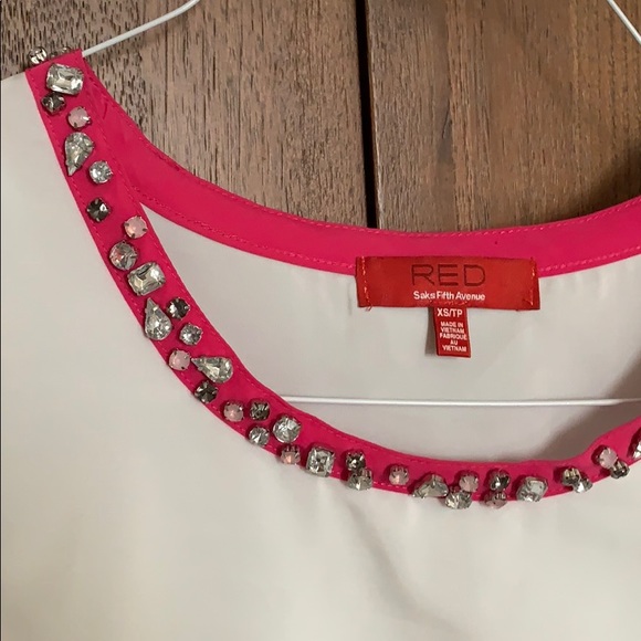 Saks 5th Avenue Beaded Collar Striped Top - Picture 2 of 3